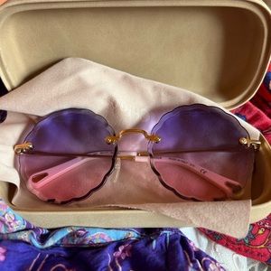 Chloe Rosie 60mm Scalloped Sunglasse violet